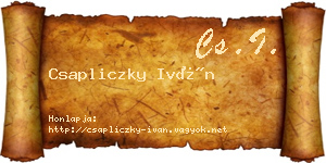 Csapliczky Iván névjegykártya